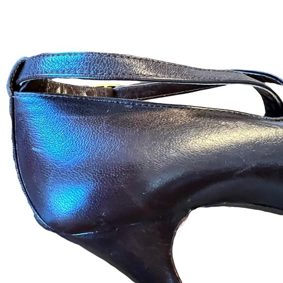 Vintage Jean Marie Chocolate Brown Leather Criss-Cross Strap Pumps Italy - Picture 14 of 15